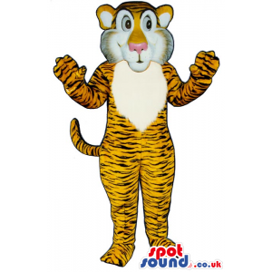 Orange Tiger Plush Animal Mascot With Unusual Face - Custom
