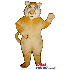 Angry Beige Lion Animal Plush Mascot With Blue Eyes - Custom