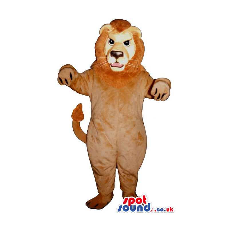 Angry Brown Lion Animal Plush Mascot With Black Eyes - Custom