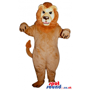 Angry Brown Lion Animal Plush Mascot With Black Eyes - Custom