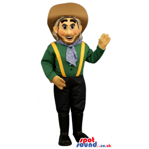 Human Cowboy Mascot Wearing A Cowboy Hat And Garments - Custom