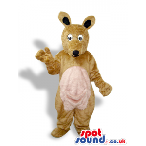 All Brown Kangaroo Plush Mascot With A Beige Pocket - Custom