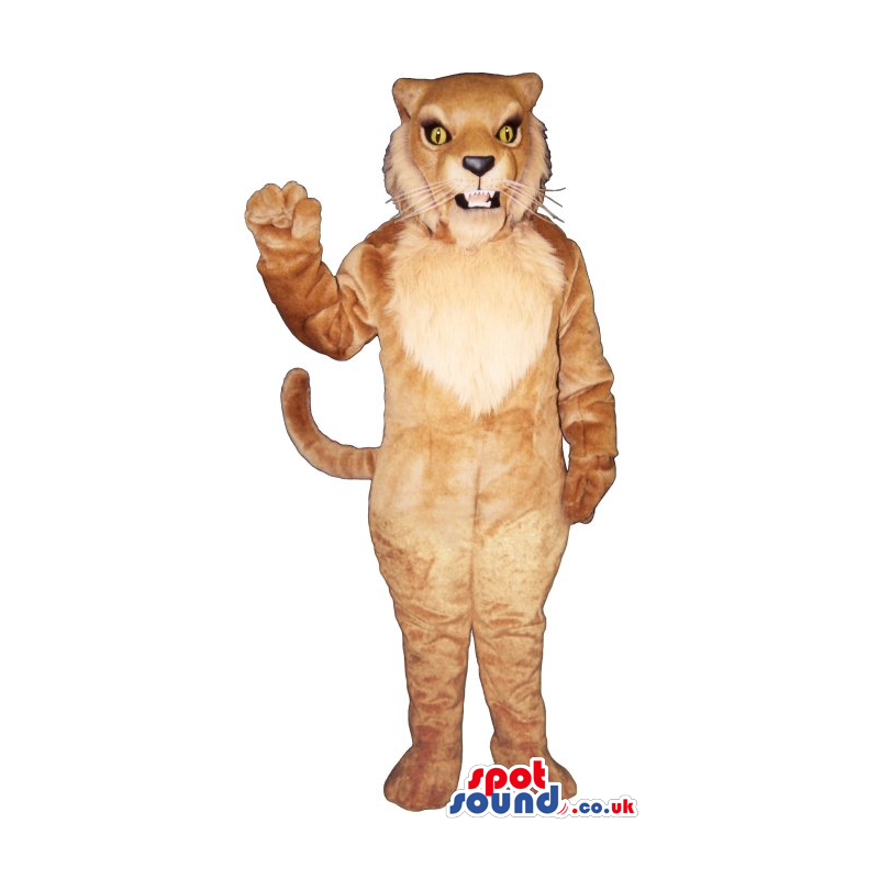 Wildcat Plush Mascot In Brown With Yellow Eyes And Whiskers -