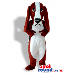 Dog Mascot In White And Red With A Mad And Frustrated Face -