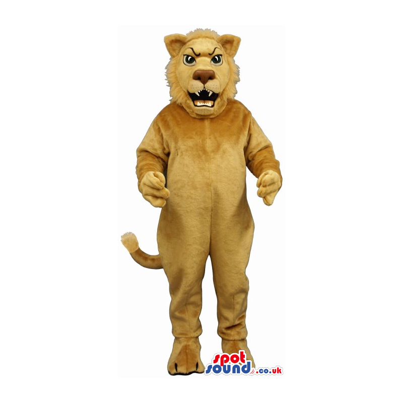Furious Roaring All Beige Lion Animal Plush Mascot - Custom