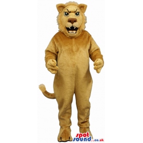 Furious Roaring All Beige Lion Animal Plush Mascot - Custom