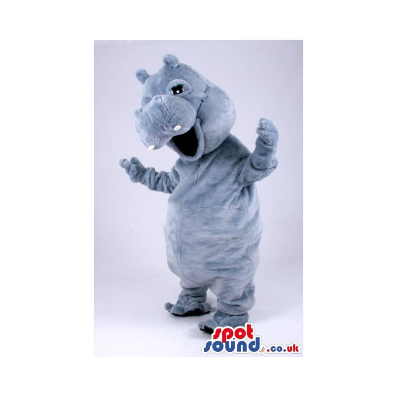Grey colour hippopotamus with a red jumper smiling - Custom
