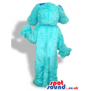 All Blue Dog Plush Animal Mascot With Darker Blue Spots -