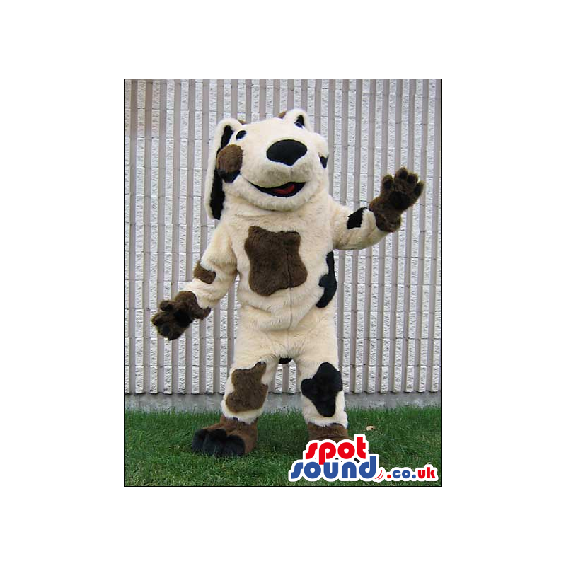 Cute Beige Dog Plush Animal Mascot With Brown Spots - Custom