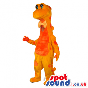 Bright Orange Dragon Plush Mascot With A Red Belly And Spots -