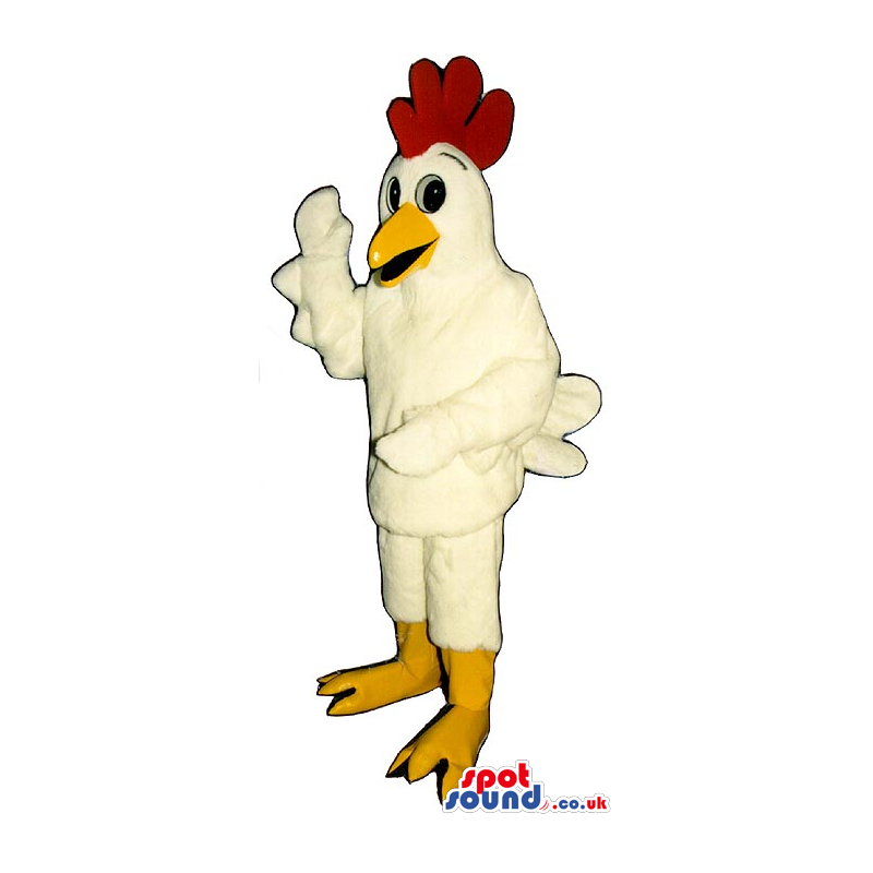 Funny Human Size White Hen Plush Mascot With A Red Comb -