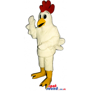 Funny Human Size White Hen Plush Mascot With A Red Comb -