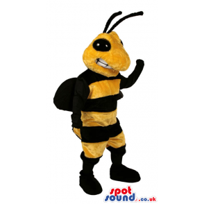 Amazing Bee Mascot With Black Antennae And A Funny Smile -