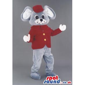 Little funny mouse mascot with a red shirt and a cap - Custom