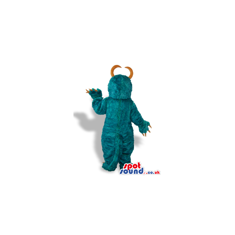 All Blue Monster Plush Mascot With Curved Big Horns - Custom