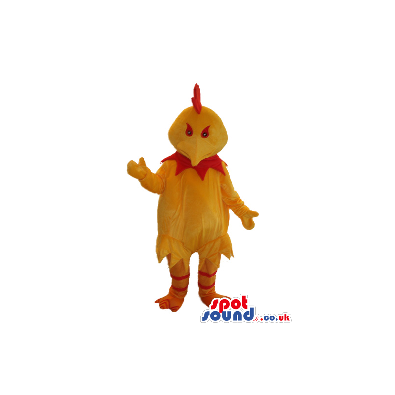 Fantasy All Yellow Hen Bird Plush Mascot With Red Eyes - Custom