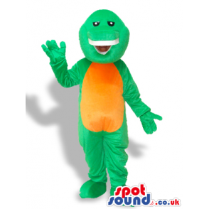 Green Monster Character Plush Mascot With A Brown Belly -
