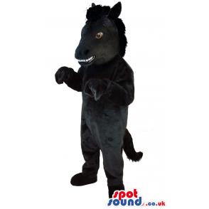 Black horse mascot looking so funny with his open mouth -