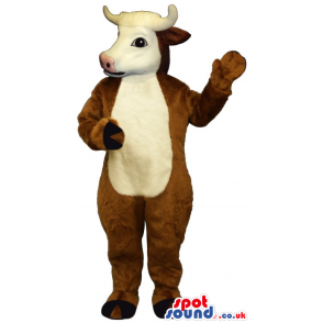 Brown Cow Animal Plush Mascot With A White Belly And Face -