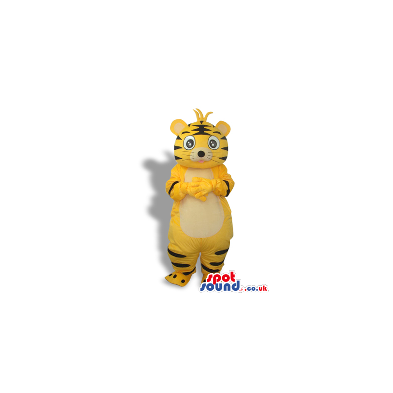 Cute Cartoon Yellow Tiger Plush Mascot With Black Lines -