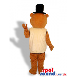 Elegant Groundhog Or Beaver Mascot With A Vest And Top Hat -