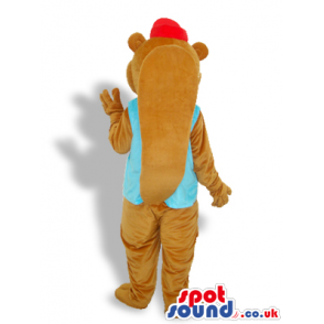 Otter Or Beaver Mascot With A Vest And A Green Hat - Custom
