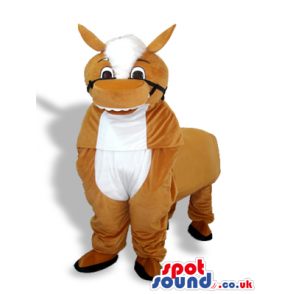 Brown Plush Donkey Mascot Standing On All-Fours With Black