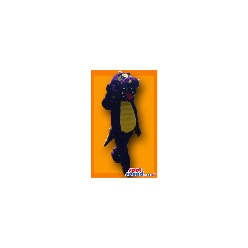 Purple Dragon Animal Plush Mascot With A Yellow Belly - Custom