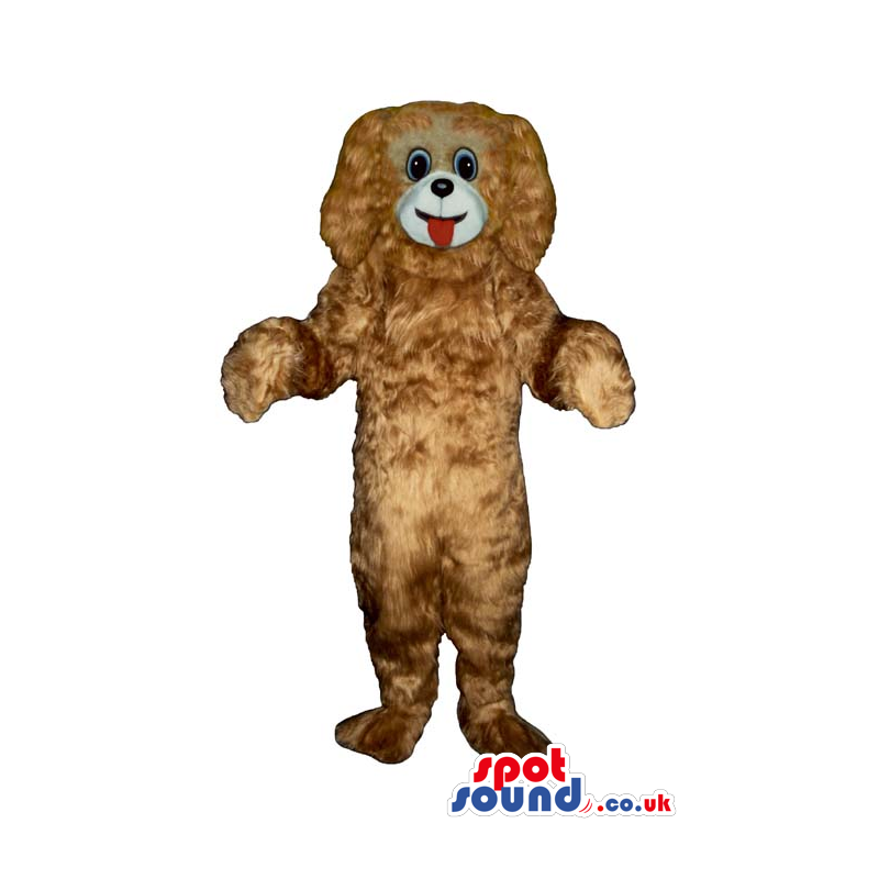 Shinny Brown Plush Dog Animal Mascot With Red Tongue - Custom