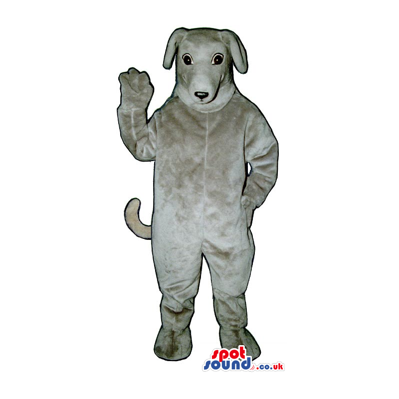 All Grey Dog Plush Animal Pet Mascot With Bent Ears - Custom