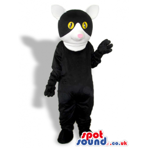 Black Creature Mascot With A Round Head And White Mouth -