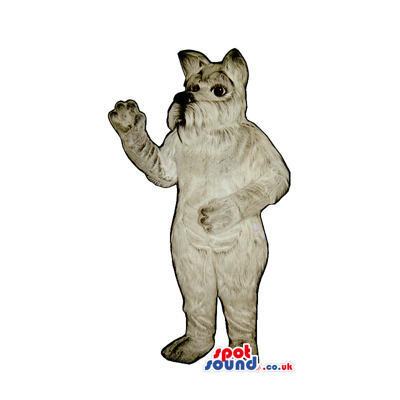 All Grey Schnauzer Dog Plush Mascot With Hairy Mouth - Custom