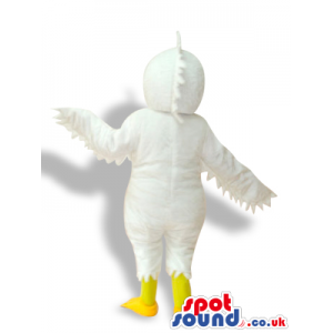 Cute All White Bird Plush Mascot With A Yellow Beak - Custom