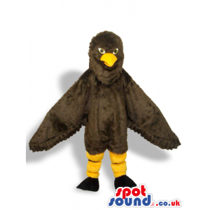 All Dark Brown Bird Plush Mascot With A Yellow Beak - Custom