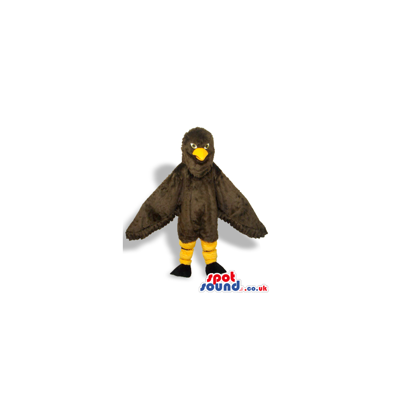 All Dark Brown Bird Plush Mascot With A Yellow Beak - Custom