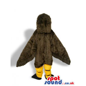 All Dark Brown Bird Plush Mascot With A Yellow Beak - Custom