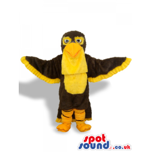 Brown And Yellow Bird Plush Mascot With An Orange Beak - Custom