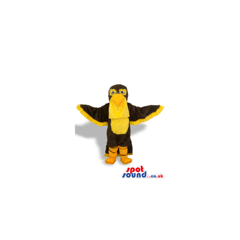 Brown And Yellow Bird Plush Mascot With An Orange Beak - Custom