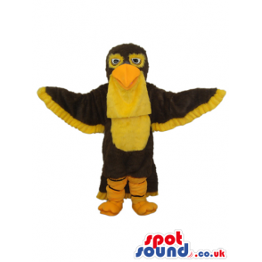 Brown And Yellow Bird Plush Mascot With An Orange Beak - Custom