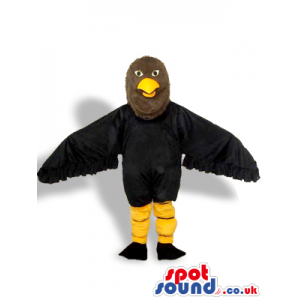 Customizable Black Bird Plush Mascot With A Brown Head - Custom