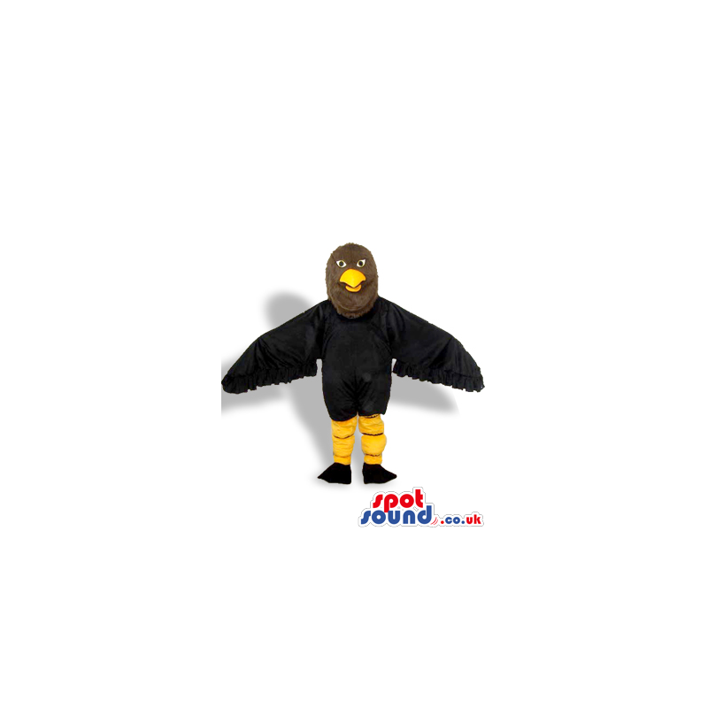 Customizable Black Bird Plush Mascot With A Brown Head - Custom