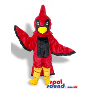 Red And Black Bird Plush Mascot With A Pointy Head - Custom