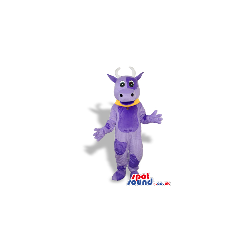 Purple Cow Animal Plush Mascot With A Yellow Collar - Custom