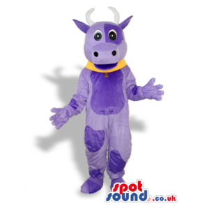 Purple Cow Animal Plush Mascot With A Yellow Collar - Custom