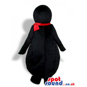 Black And White Penguin Animal Bird Plush Mascot With A Red