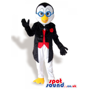 Penguin Animal Plush Mascot Wearing Glasses And Elegant Clothes