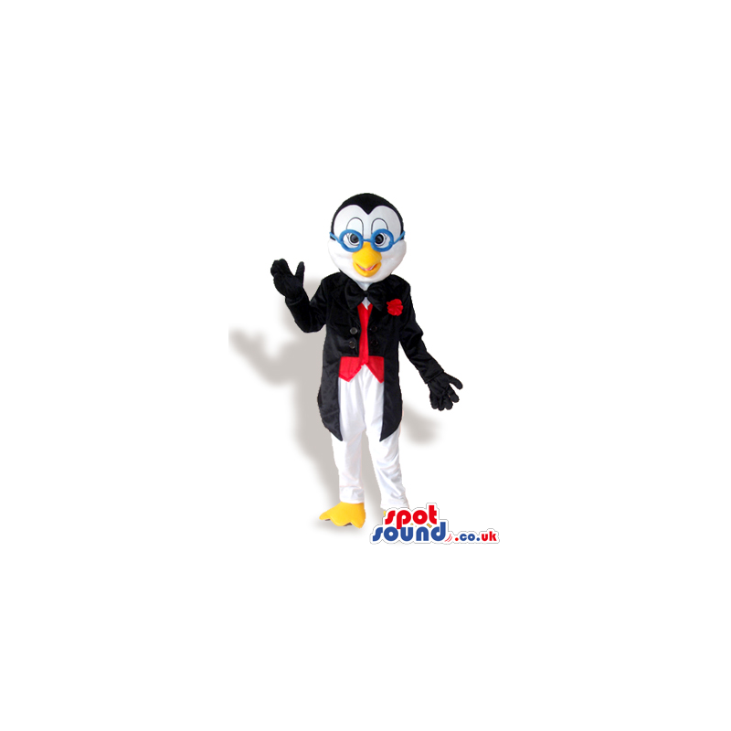 Penguin Animal Plush Mascot Wearing Glasses And Elegant Clothes