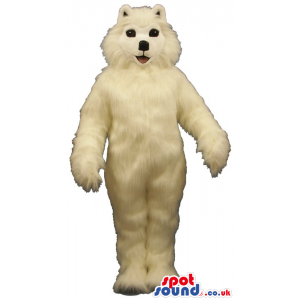 Adorable And Soft White Dog Pet Plush Mascot With Black Eyes -