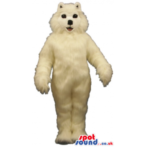Adorable And Soft White Dog Pet Plush Mascot With Black Eyes -