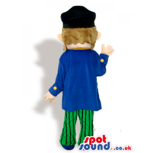 Human Pirate Character Mascot With Blue And Green Garments -